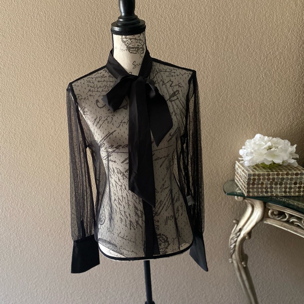 Polka Dot Sheer Bow Top